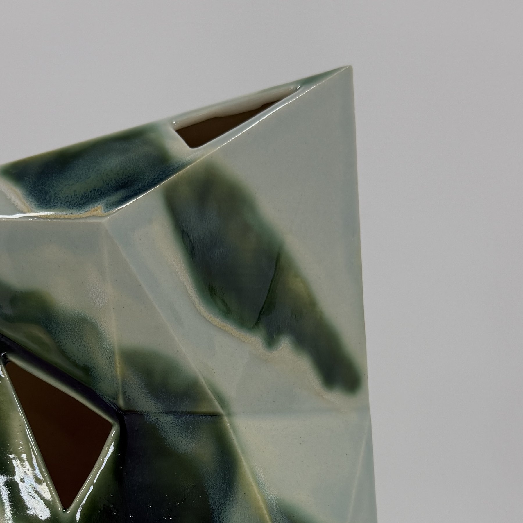 Glazed faceted ceramic form