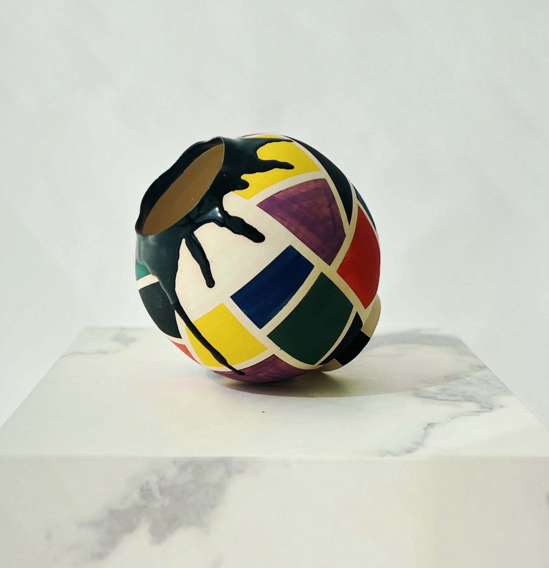 Jogakbo vessel 2 — tilted geometric patches