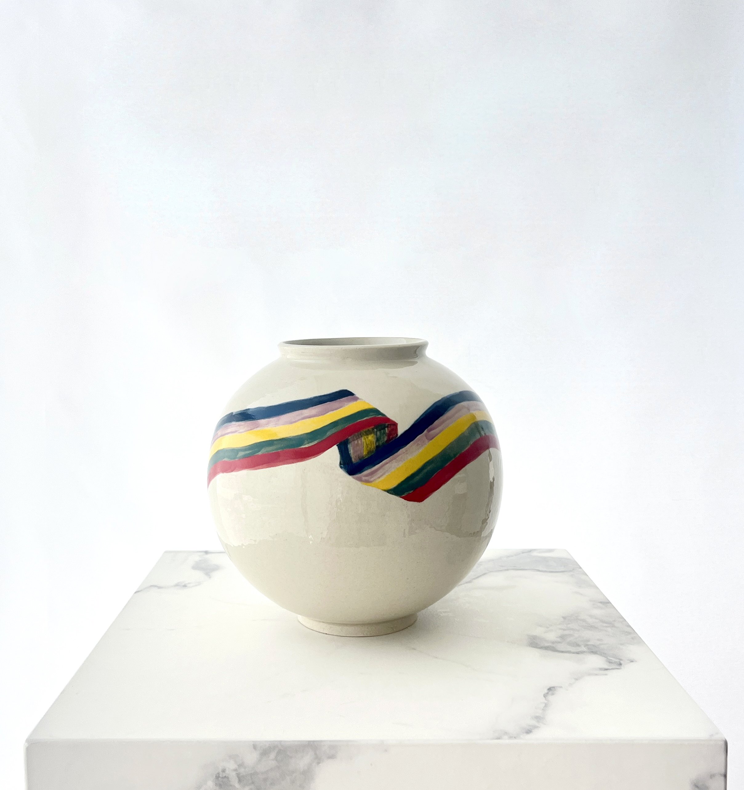 Moves, 2024, Korean moon jar with Saekdong brushstrokes