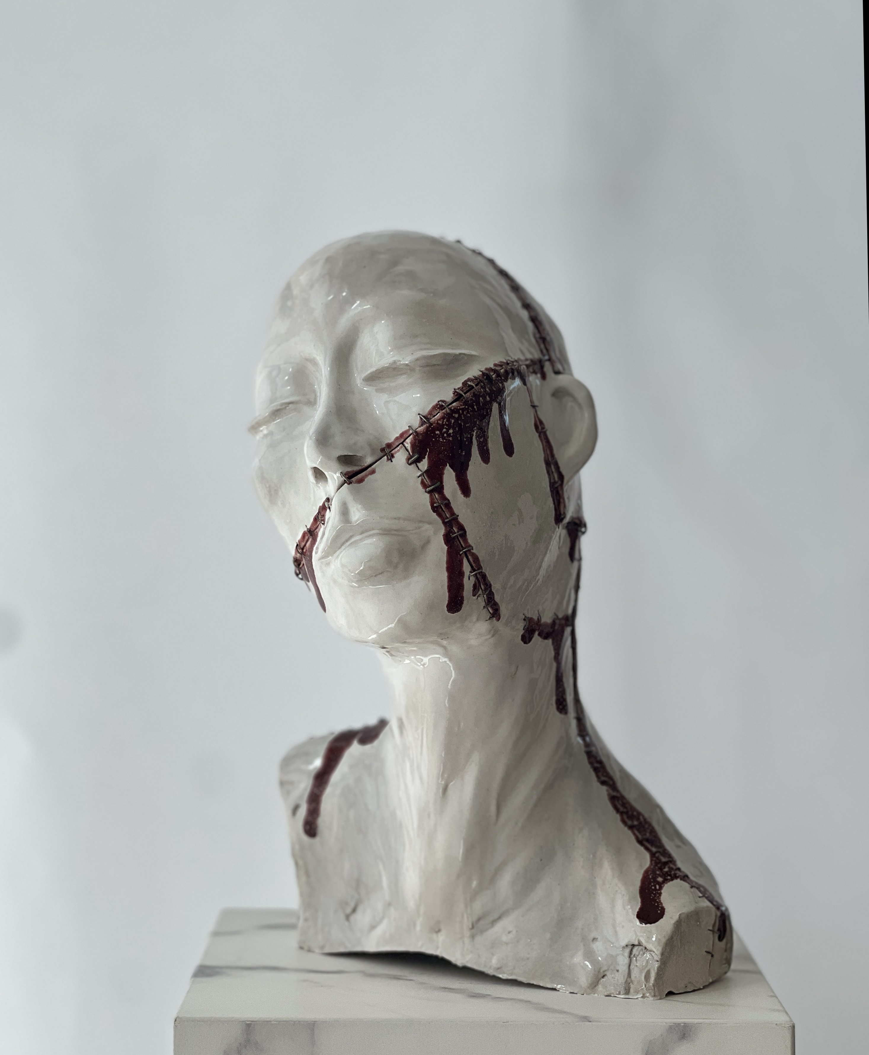 Self II detail — side profile with dripping glaze