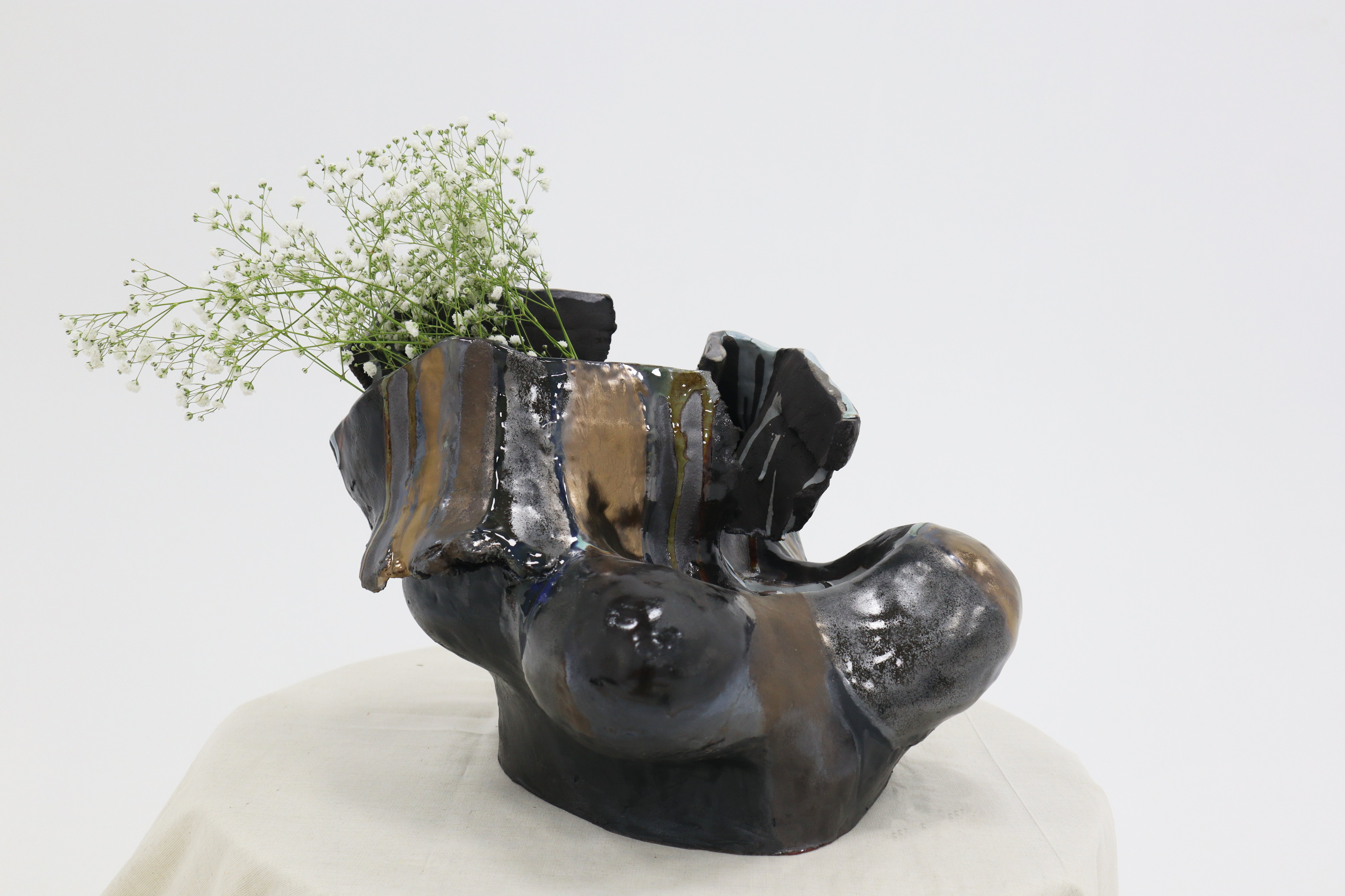 Self IV, 2026, ceramic with gypsophila