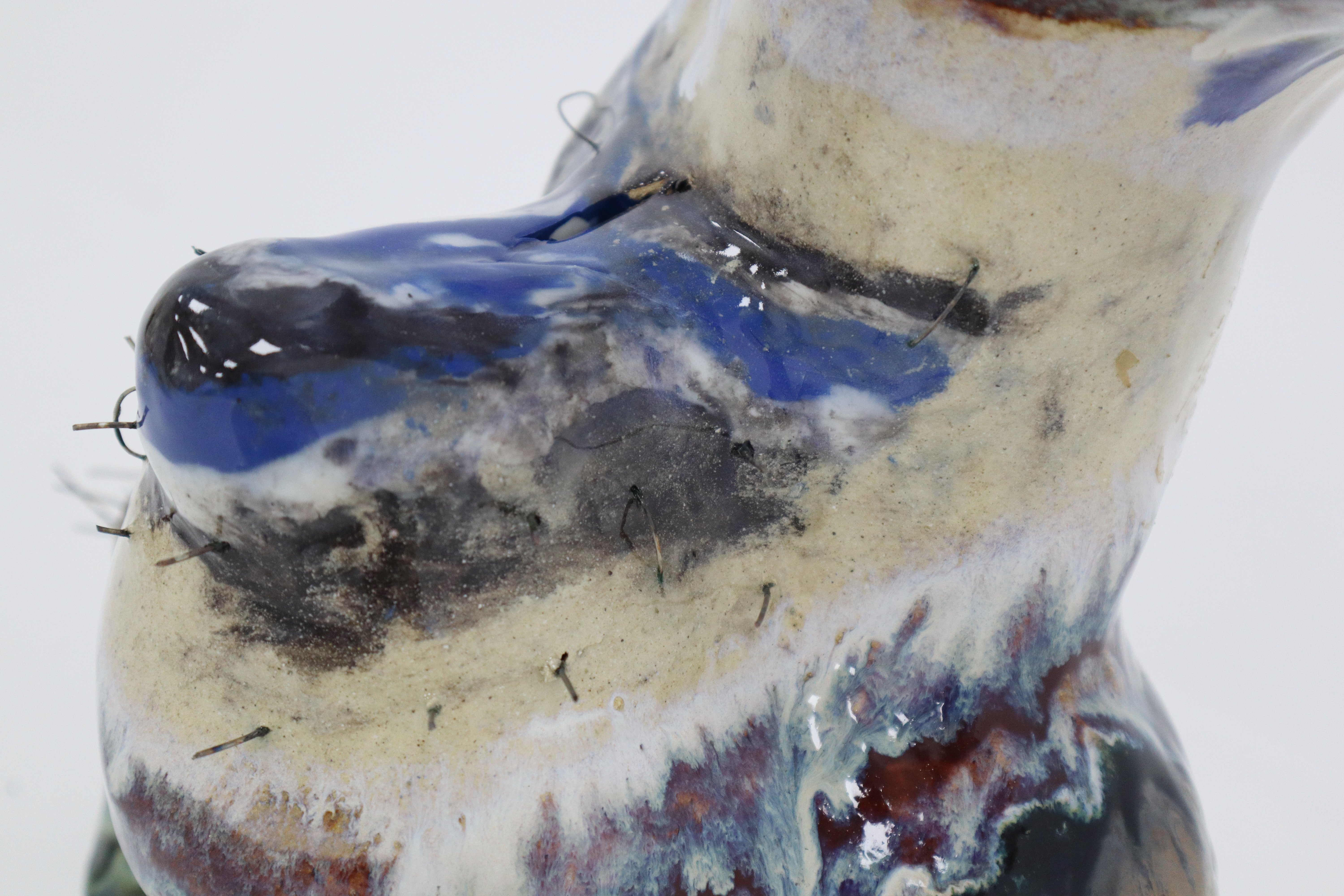 Self VI detail — glaze layers and wire